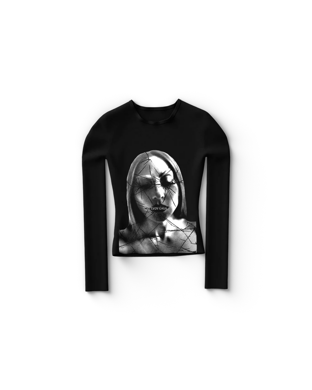 Broken Glass Fitted Longsleeve T-Shirt Lady Gaga Official Limited Merch