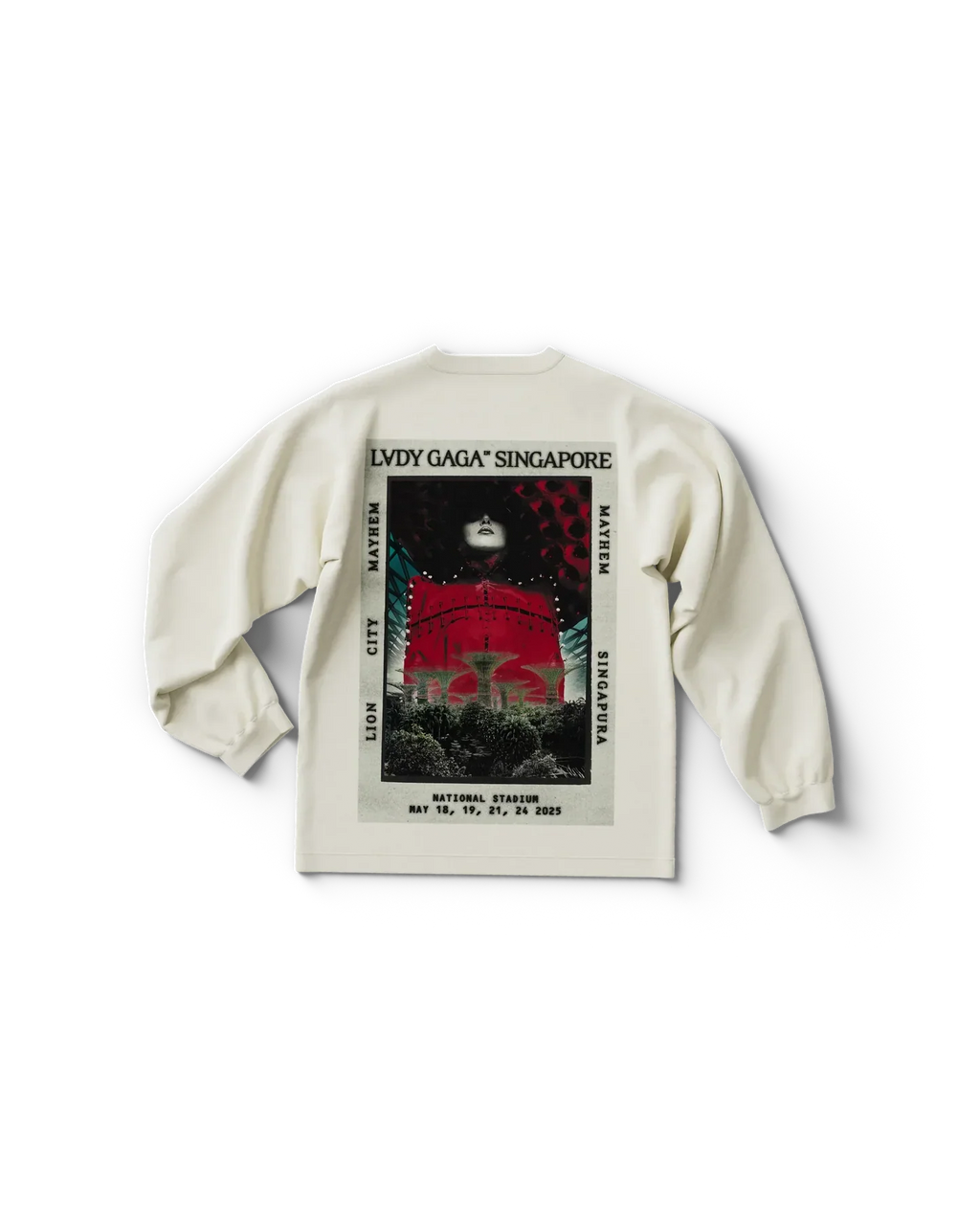 White Singapore Longsleeve T-Shirt Lady Gaga Official Limited Merch