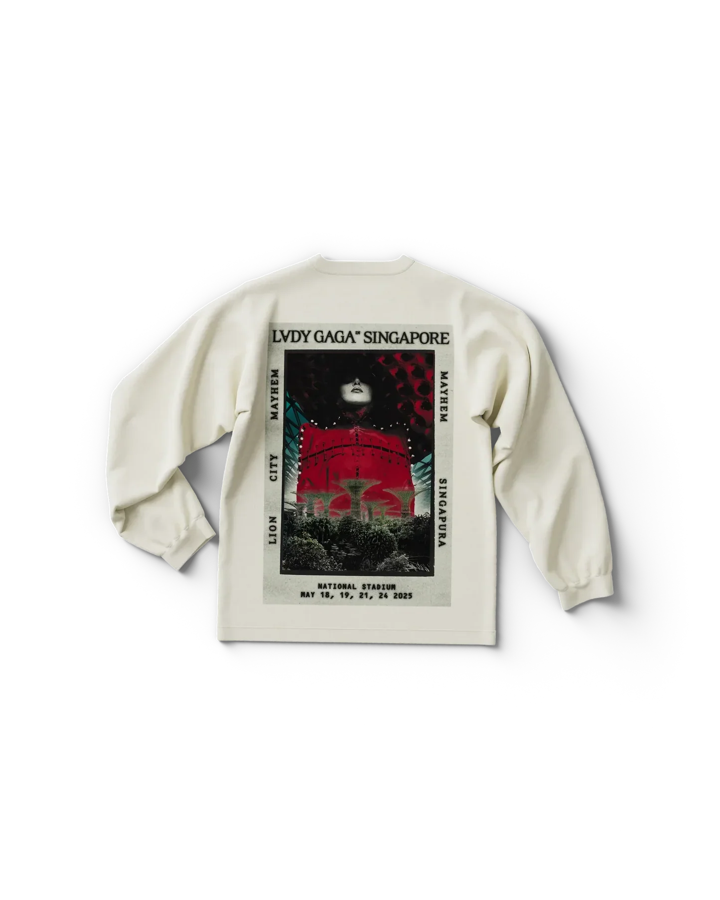 White Singapore Longsleeve T-Shirt Lady Gaga Official Limited Merch